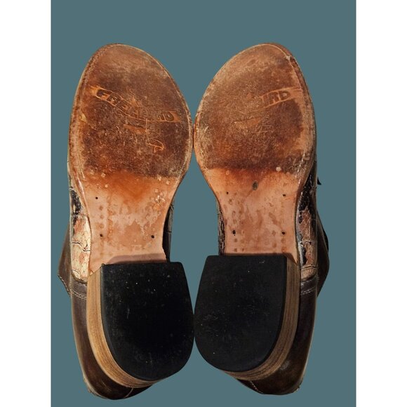FREEBIRD By Steven Mabel Exotic Edgy Western Distressed Brown Shoes Women Size 8 - Picture 8 of 10